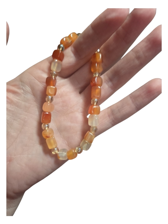 Hand Crafted Jewelry - Orange Jade Beaded Bracelet | Handmade Healing Gemstone Jewelry. 236